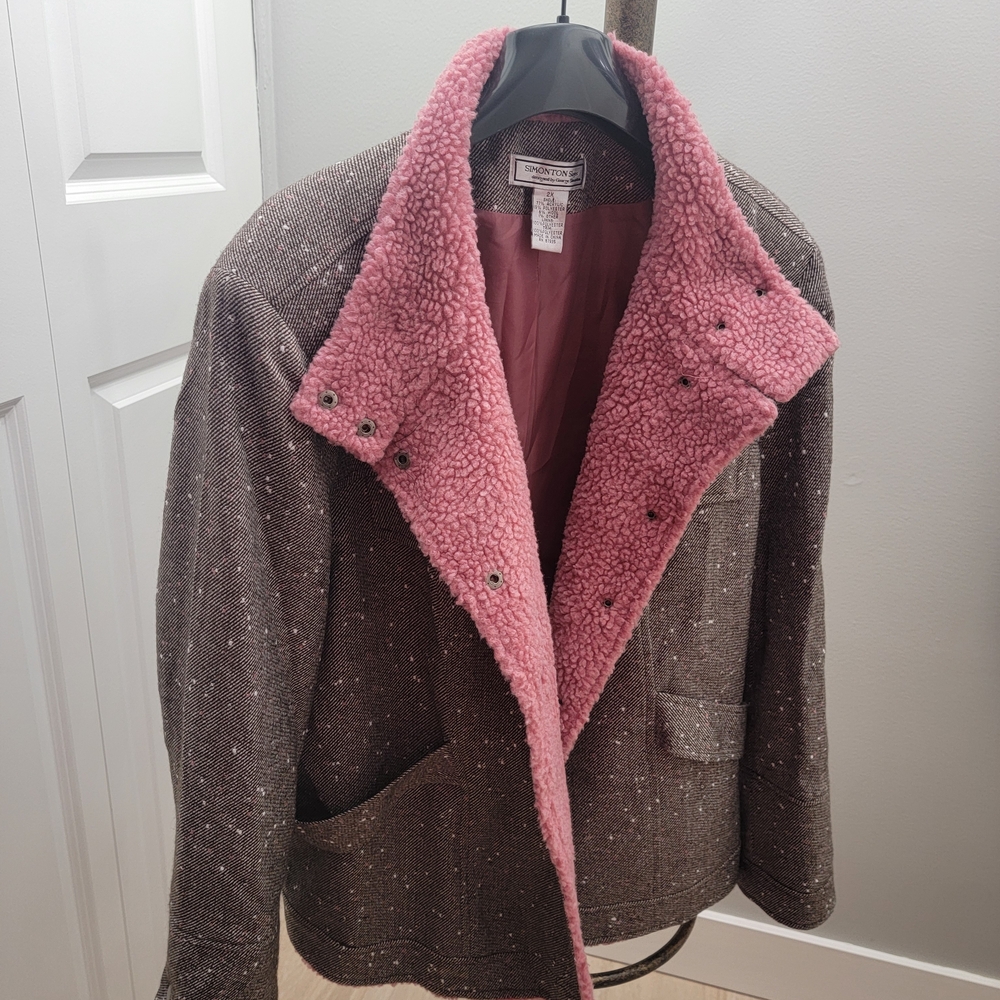 Women's Pink and Brown Jacket - Picture 1 of 11